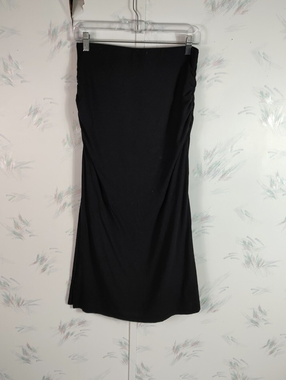 Old Navy Black Ruched Knit Maxi Skirt M Slit